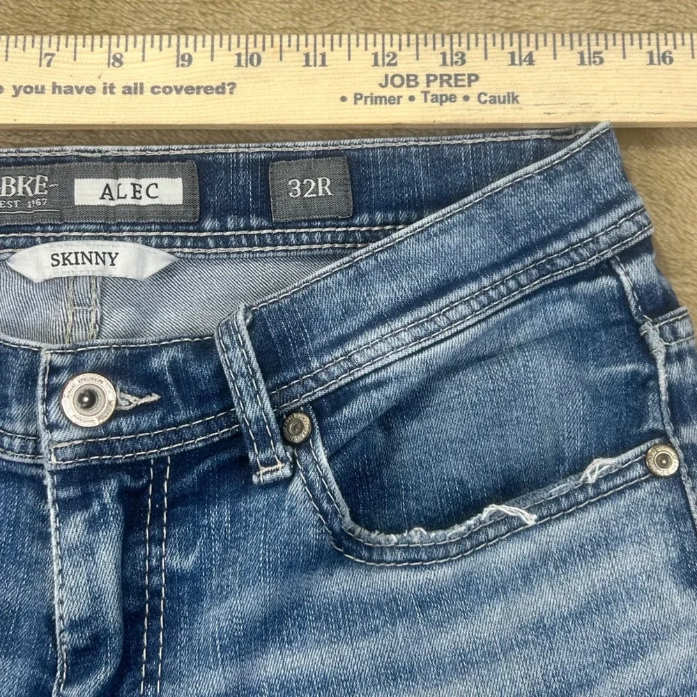 BKE‎ Alec Skinny Jeans Mens 32R Medium Wash Distressed Stretch Denim Blue